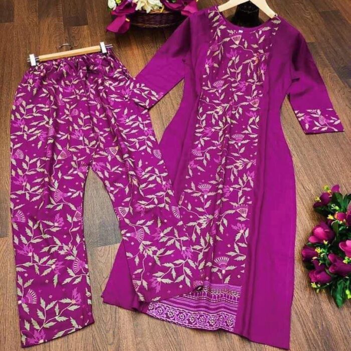 Two Piece-Readymade Linen with Less & Embroidery Work Heavy Soft Best Quality Digital Printed Work & Less Embroidery Work Dress Linen Two Piece Salwar Kameez For Girl And Women-2 Pice Dress