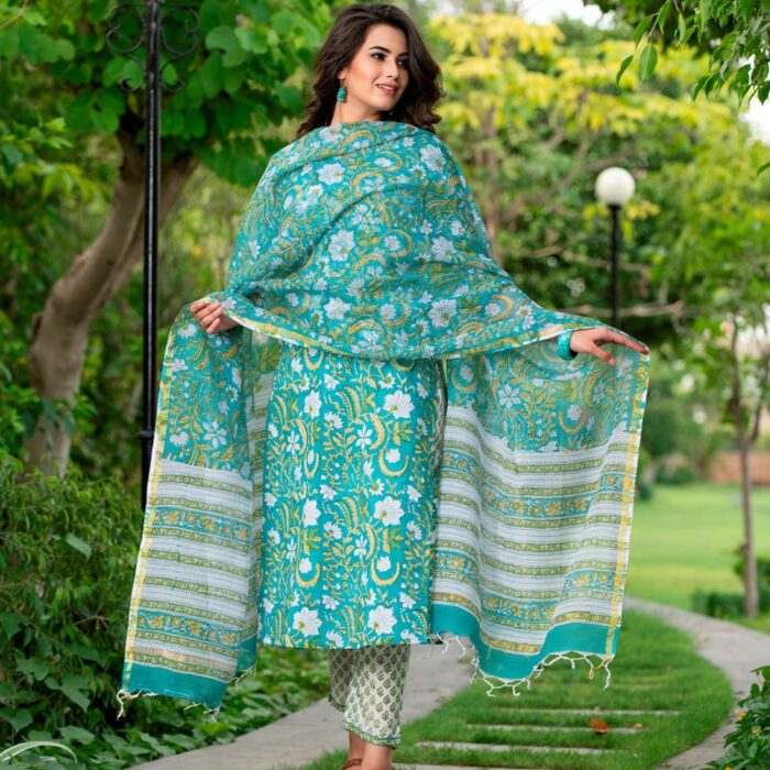Exclusive Cotton Salwar Kameez Unstitched Skin Print High Quality Three Piece For Women