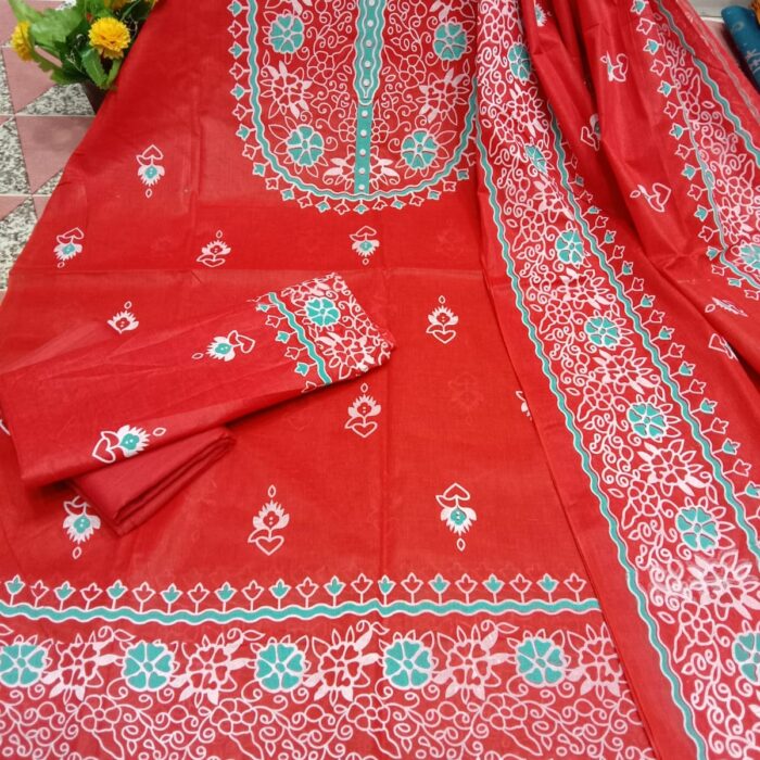 Exclusive Cotton Salwar Kameez Unstitched Skin Print High Quality Three Piece For Women