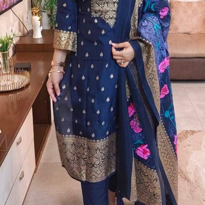 Exclusive Cotton Salwar Kameez Unstitched Skin Print High Quality Three Piece For Women