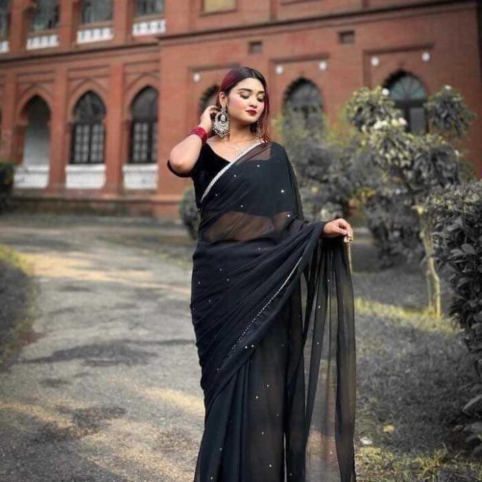 Georgate saree with lace work with stone work for women