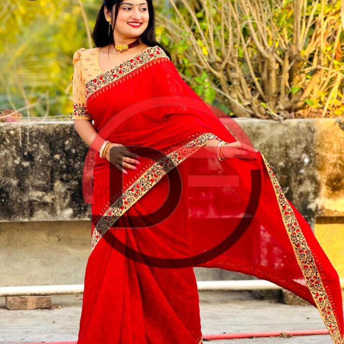 Georgate saree with skin print with blouse pis